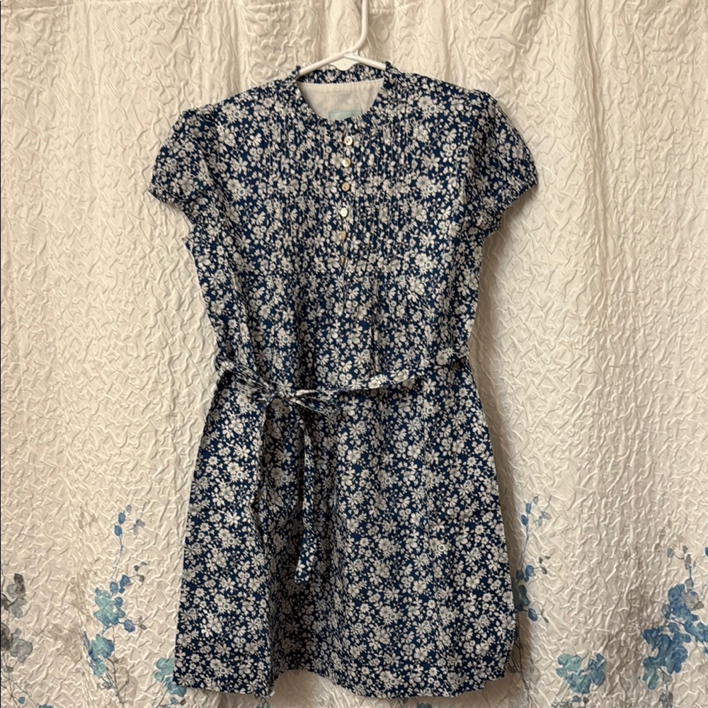 Papo d'Anjo Blue and White Floral Kids Dress size 8